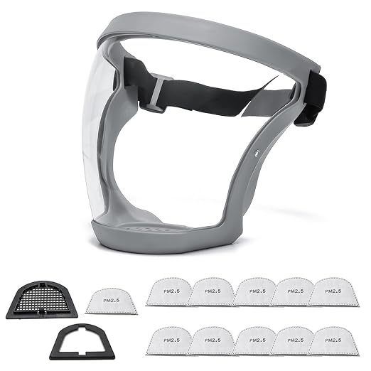 Anti-Fog Full Face Active shields Protection Visible Expression Transparent Breathable Comfortable Adults Reusable (White, 1PCS)