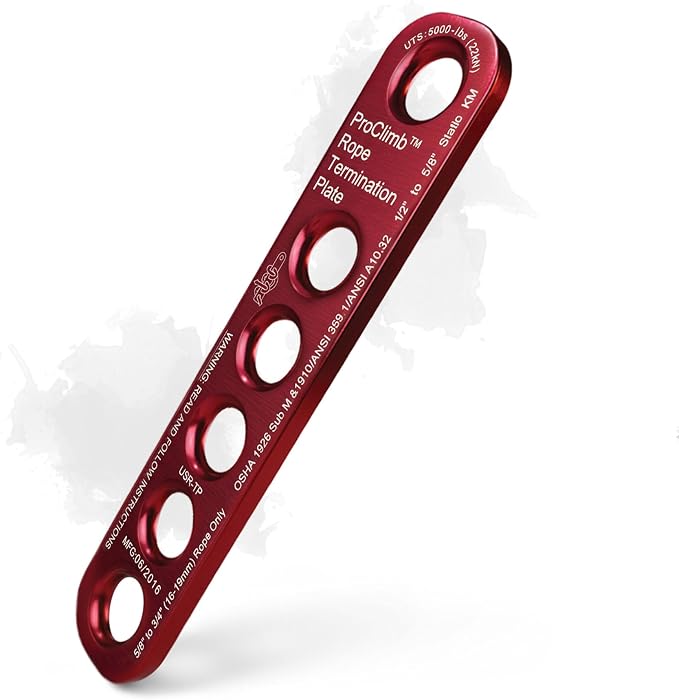 22 kN Rope Termination Plate – Aluminum Rigging Plate for 5/8"–3/4" Kernmantle Rope – Anchor Plate for Vertical Lifeline and Fall Protection