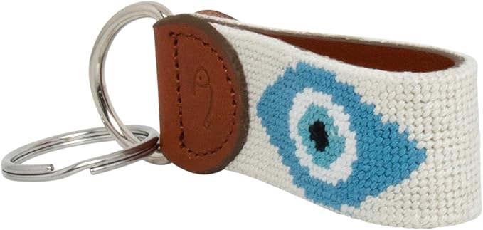 Leather Hand-Stitched Needlepoint Key Fob or Key Chain