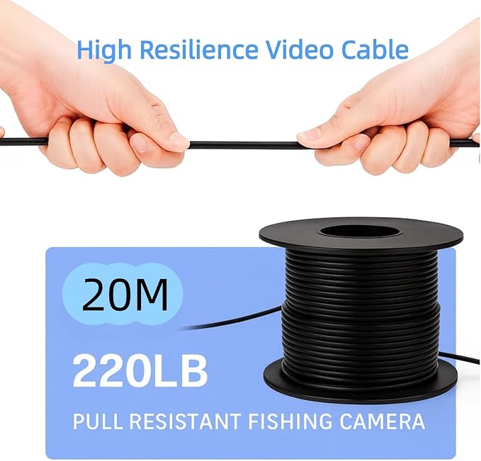 5" Underwater Fishing Camera 98ft Cable, Portable Fish Finder with Camera, Night Vision Ice Fishing Camera, Waterproof Fish Camera for Boat, Kayak & Lake Fishing, Easy to Use for Beginners