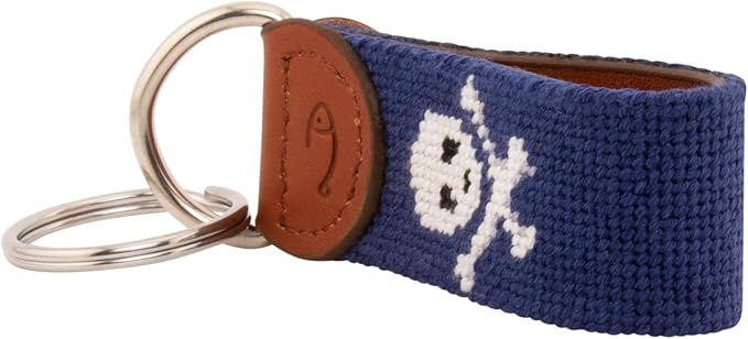 Leather Hand-Stitched Needlepoint Key Fob or Key Chain