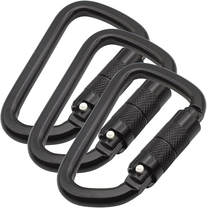 Auto Locking Carabiner 30KN=6500lbs Heavy Duty Large Clip Climbing Carabiner Twist Lock Carabiners for Rock Climbing, Camping, Gym,Rescue (CE Rated,D Shape)
