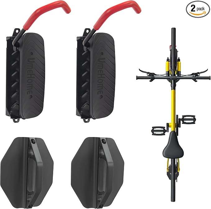 Swivel Bike Wall Mount, Bike Hangers for Garage, Space-Saving Bike Storage, Sturdy Bicycle Rack Can Holds Up to 77 lbs, Easy Install, 2 Pack