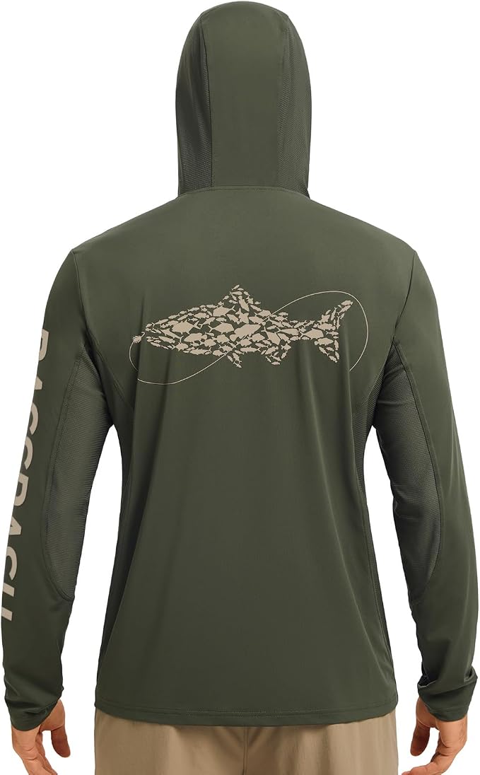 BASSDASH Men’s UPF 50+ Graphic Fishing Hoodie Shirts UV Sun Protection Long Sleeve Moisture Wicking Performance FS48M