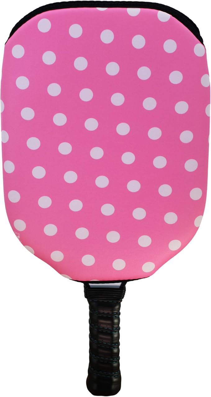 BeeJos Women's Polka Dot Collections: Premium Slip-On Pickleball Paddle Cover-Fits Standard Size Paddles-Zipperless (Paddle not Included) 6 Color Variations