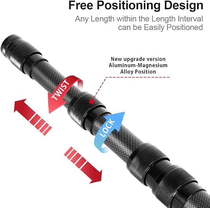Telescopic Tarp Poles, Canopy Adjustable Carbon Fiber Poles Set of 2, Portable & Lightweight Tent Tarps for Awning, Camping, Hiking 83"