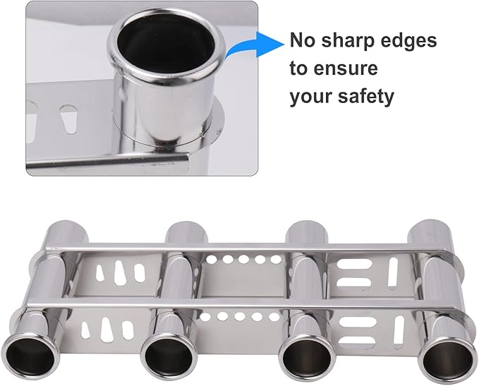 Fishing Rod Holder for Boat, Vertical Wall Mounted Fishing Rod Rack, Stainless Steel Rod Holder for Marine Boat,Fishing Boat, Truck (4 Tubes Upgrade)