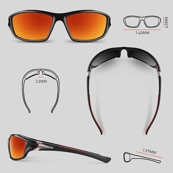WEAROYO Polarized Sports Sunglasses for Men Women,Fishing Driving Rectangular Goggles UV400 Protection