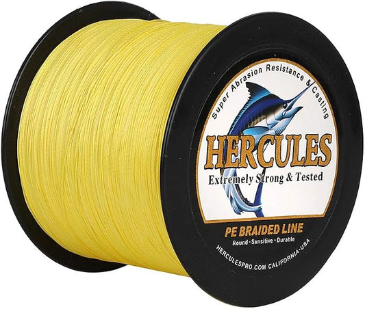 HERCULES Cost-Effective Super Strong 4 Strands Braided Fishing Line 6LB to 100LB Test for Salt-Water, 109/328 / 547/1094 Yards (100M / 300M / 500M / 1000M), Diam# 0.08MM - 0.55MM, Hi-Grade