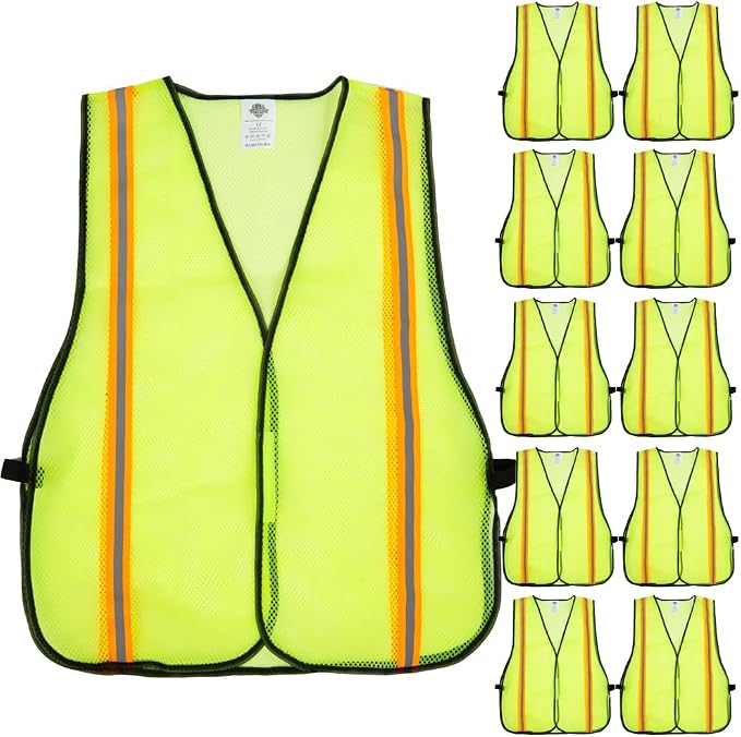 Dazonity High Visibility Reflective Safety Vest, Durable Mesh,High Visibility Reflective Strips, Fit for Men & Women, Work, Construction,Cycling, Surveyor,