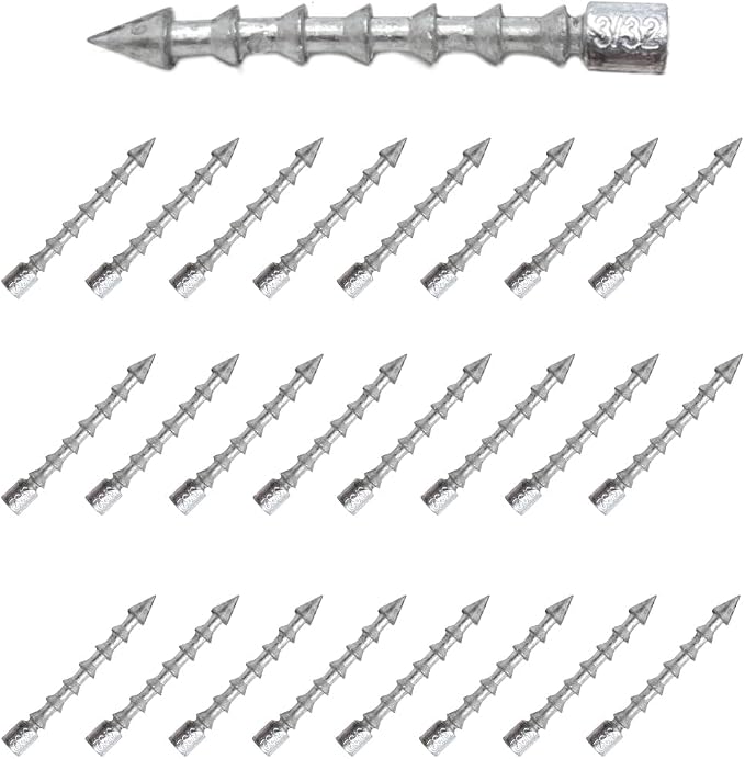 Reaction Tackle Nail Weights for Bass Fishing - Insert Pencil Sinkers for Wacky Rig, Neko Rig and Soft Plastic Lures - Freshwater and Saltwater - 25-Pack