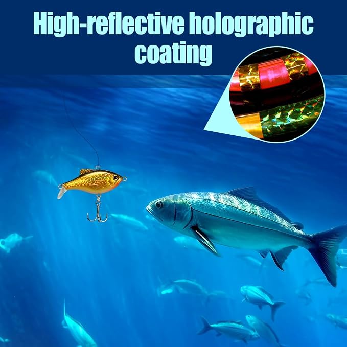 Fishing Lure Tape, 3 Rolls Reflective Fish Scales Film Adhesive Fishing Hard Lures Sticker for Freshwater Saltwater（3 * 50M）