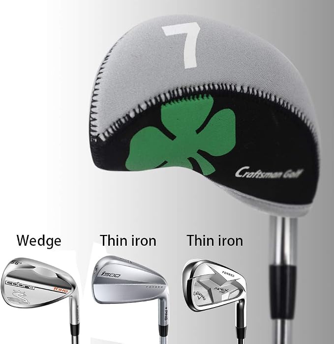 CRAFTSMAN GOLF 11pcs/Set Clover Neoprene Iron Headcover+1PC USA Design Putter Cover