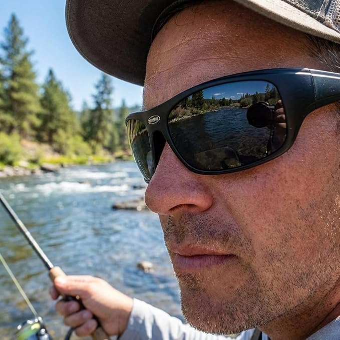 Renegade Patented Bifocal Polarized Reader Full Rim Men's Fishing Sunglasses 100% UV Protection with Microfiber Bag (Matt Black Frame, Smoke Lens -600882, Bifocal +2.00)