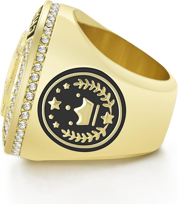 1-12 Pack MVP Football Baseball Basketball Soccer Champion Ring Championship Rings Most Valuable Player Football Baseball Basketball Soccer Gold Award Trophy Medals Ring with Display Case and Holder