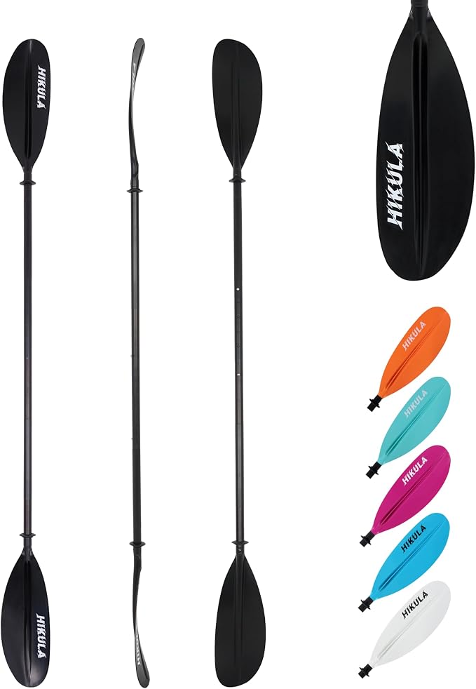 Kayak Paddles Aluminum Shaft Paddle with Nylon Blades, Floating Adjustable Kayaking Oars, 3 Piece, 220-240cm/86-94 Inches,Black/Rose/Teal