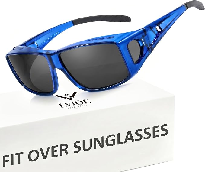 LVIOE Over Glasses Sunglasses Wrap Around Polarized Sunglasses for Men Women Fit Over Prescription Glasses with UV Protection