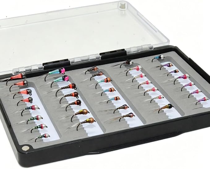 24/36/50/66 Premium Hand Tied Fly Fishing Flies Assortment | Waterproof Fly Boxes | Dry, Wet, Nymphs, Streamers, Wooly Buggers, Terrestrials | Trout, Bass Lure Set, Kit, Gift