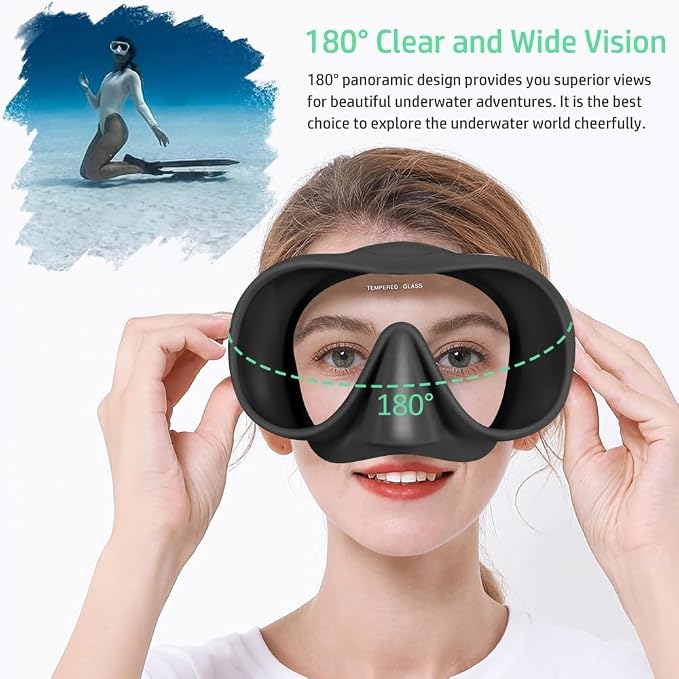 2 Sets Snorkeling Gear for Adults, Snorkel Set Adult Panoramic View, Anti-Leak Anti-Fog Scuba Diving Mask with Mesh Bag, for Portable Professional Diving Snorkeling Set