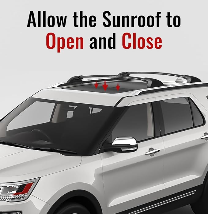 300lbs Roof Rack Cross Bars Compatible with Ford Explorer 2016-2019 Limited/XLT/Sport/Platinum,Heavy Duty Aluminum Roof Rails Crossbars Rooftop Cargo Basket Carrier Luggage Black