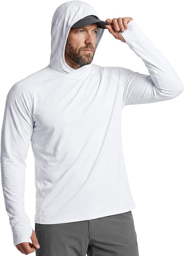 CQR Men's UPF 50+ Sun Protection Long Sleeve Quick Dry Athletic Shirts, Stretch Running Workout Hiking T-Shirts