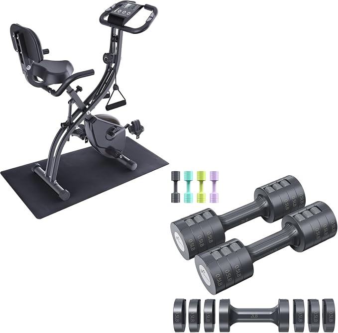 Exercise Bike with Dumbbells Set