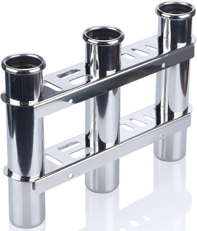Fishing Rod Holder for Boat, Vertical Wall Mounted Fishing Rod Rack, Stainless Steel Rod Holder for Marine Boat,Fishing Boat, Truck (3 Tubes Upgrade)