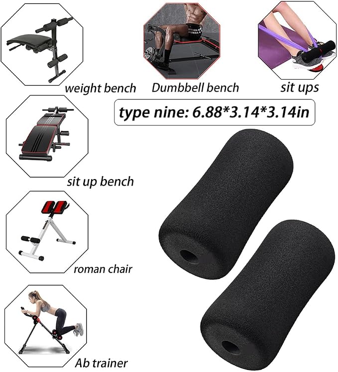 Foot Foam Pads Rollers(6.88 * 3.14 * 3.14in) for Exercise Machine, Inversion Table, Workout Bench, Sits Ups Replacement Parts, Home Gym Accesories