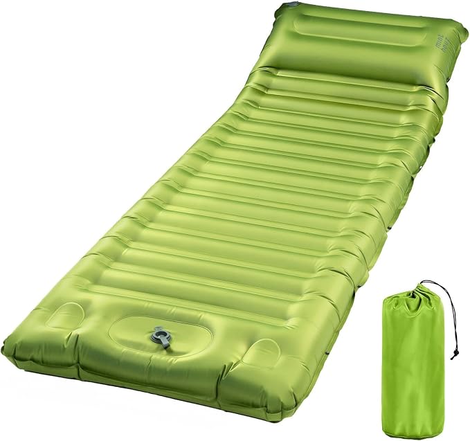 Minthouz Camping Sleeping Pad, 5 Inch Thick Inflatable Camping Pad, Foot Pump Fast Inflation, Portable Sleeping Mat for Camping Backpacking Hiking Traveling Tent