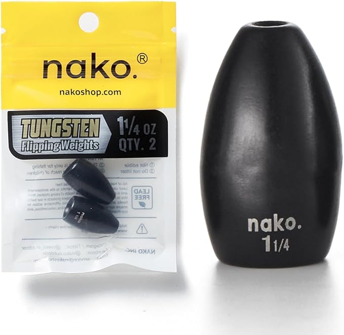 97% Pure Tungsten Flipping Weights - 10 Pack / 5 Pack - Nako Tungsten Weights - Fishing Sinkers for Bass Fishing