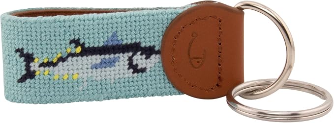 Leather Hand-Stitched Needlepoint Key Fob or Key Chain
