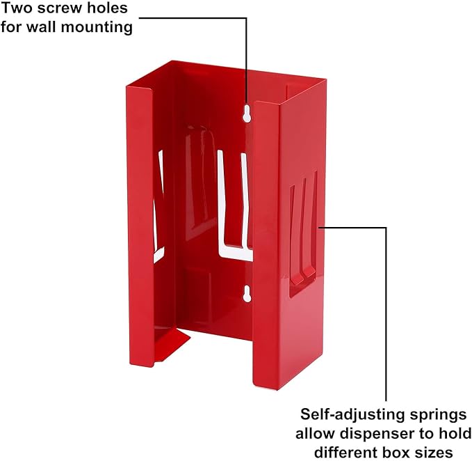 CASOMAN 2-Pack Magnetic Glove & Tissue Dispenser, Black & Red, 8LB Capacity, Wall Mount, Glove Box Holder