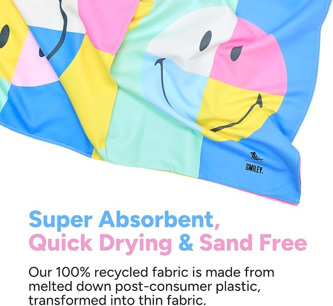Dock & Bay Beach Towel - Quick Dry, Sand Free - Compact, Lightweight - 100% Recycled - Includes Bag - Calm - Extra Large (200x90cm, 78x35)