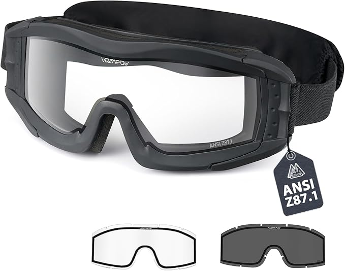 Airsoft Goggles Anti Fog with ANSI Z87.1 Certified, Safety Goggles Impact Resistant, Tactical Shooting Glasses