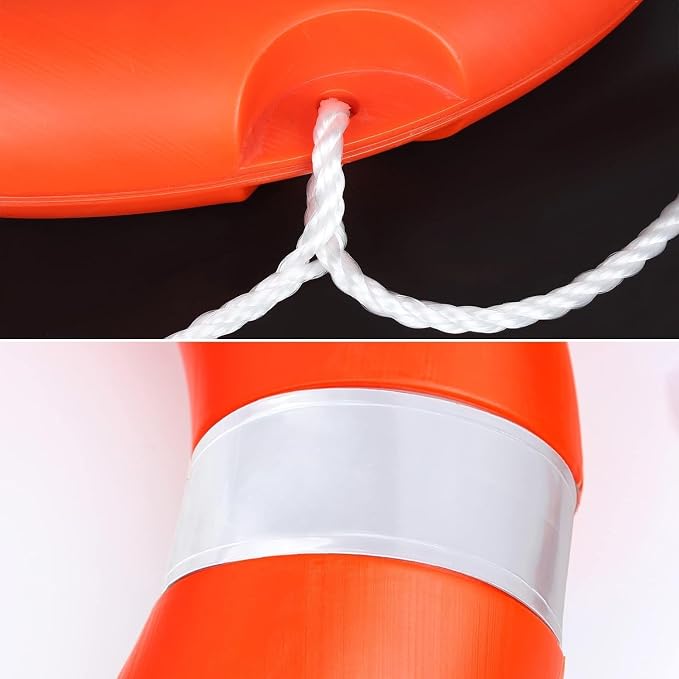 Life Ring for Boating Safety - 23" and 28" Boat Safety Throw Rings with Reflective Strip and Grab Lines