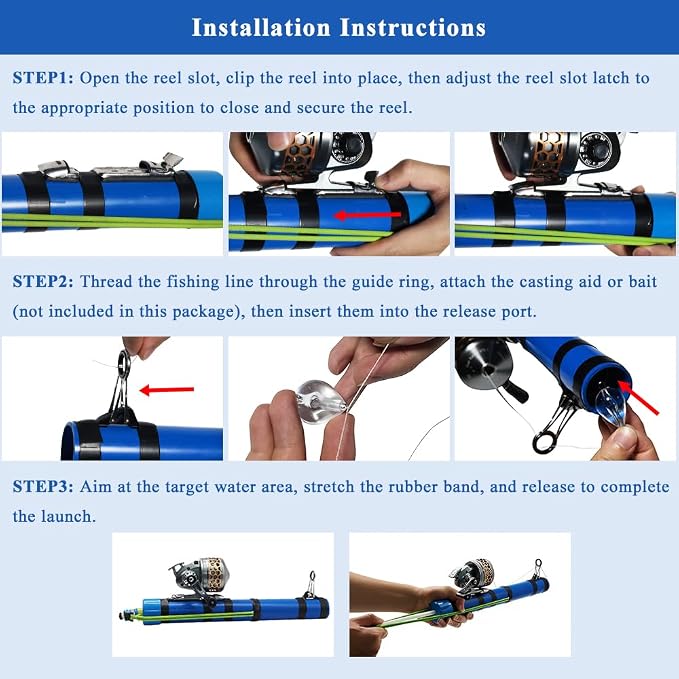 SUFFUSE Fishing Rod, Compact Catapult Fishing Pole, Portable Freshwater and Saltwater Fishing Lures Suitable for Outdoor Hunting and Traveling
