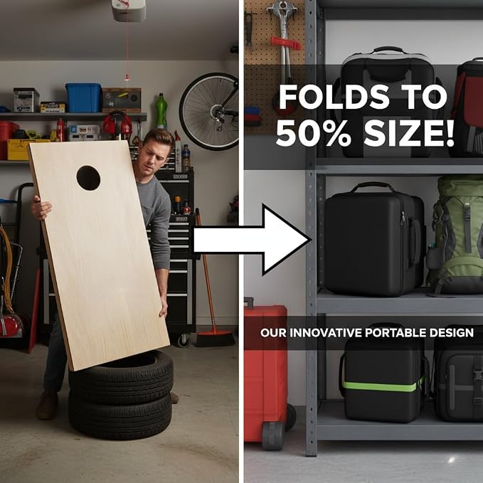 Cornhole Set, Cornhole Boards with 8 Bean Bags,Portable Game Set for Travel Home Office Recreation Tailgate
