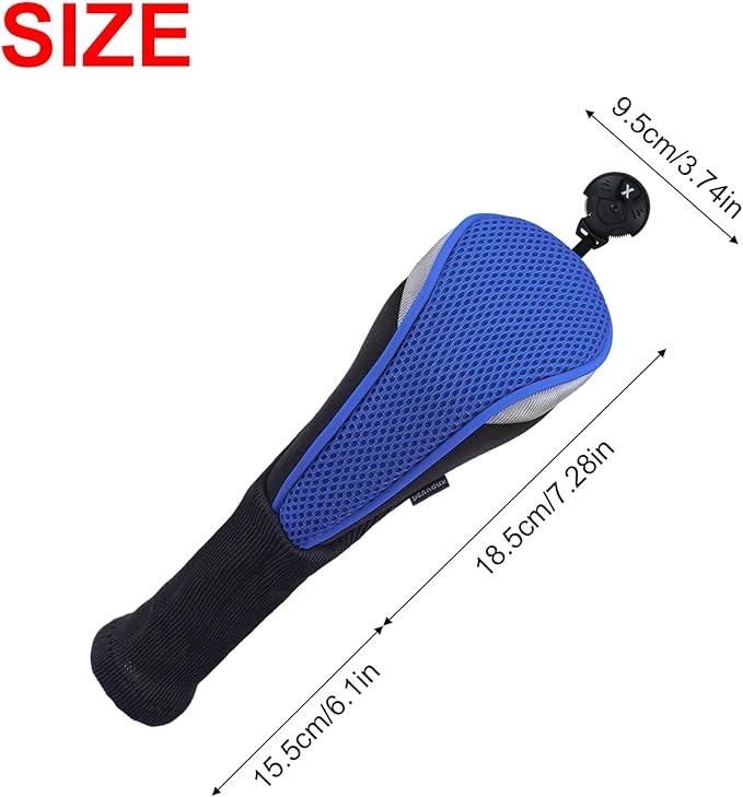 Andux 3pcs Long Neck Golf Hybrid Club Head Covers Dial No. Tag CTMT-02 | Mesh Breathable material | all the Same Size | Coloured Piping | Pull-On Closure
