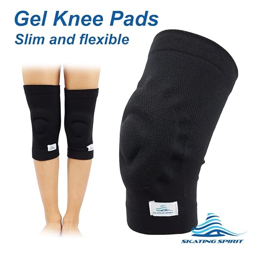 SKATINGSPIRIT Gel Knee Pads (1 Pair), Cushion and Support Knee Cap for Dancing Figure Skating Gymnastic, Youth and Adult (Black Large)