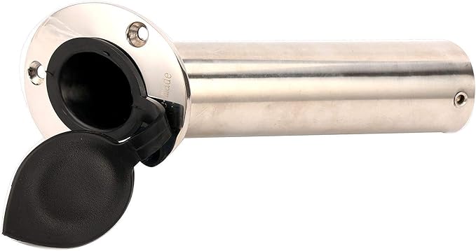 Amarine-made 30 Degree Stainless Steel Heavy Duty Flush Mount Sunshine Resistant Rod Holder Black PVC Cap Liner (2pcs)