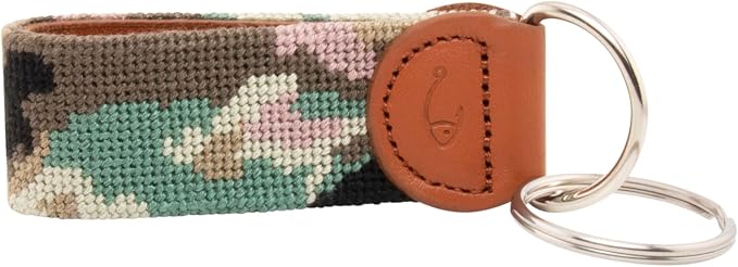 Leather Hand-Stitched Needlepoint Key Fob or Key Chain