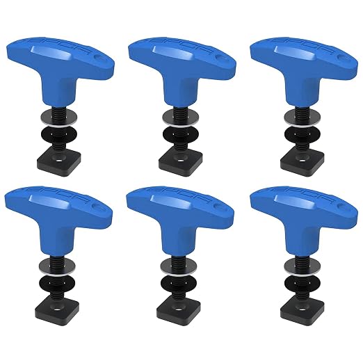 GPCA – Quick Release Tie Down Anchor/T-Handle Jeep JK Hardtop Bolts & Cargo Hooks for Jeep Wrangler Accessories JK 2007-2018, M8 25mm Thumbscrew, GP Anchor PRO w/Nut, 6 Pack (Blue)