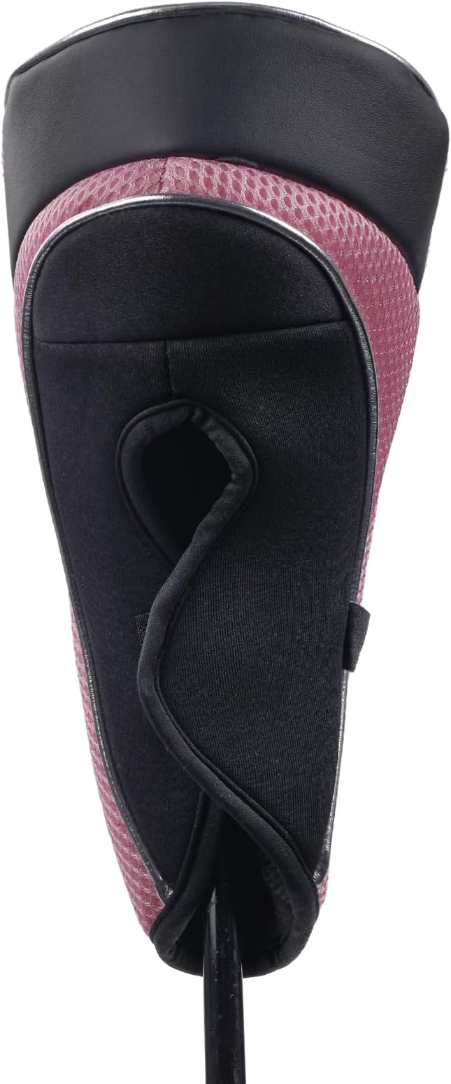 Andux Golf Wood Club Head Covers with Hook & Loop Set of 3 | for 460cc Driver Fairway Short Neck Faux Leather and Nylon-mesh Embroidery thread Number