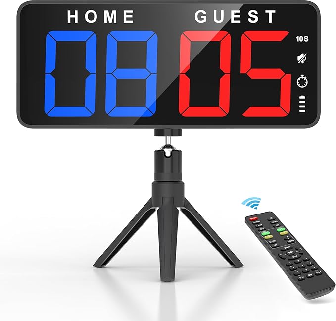ANJANK 11’’ Large Digital LED Scoreboard Electronic Score Keeper Clock, Countdown/up, with Powerful Battery, 4 Mounting Options, for Corn Hole/Ping Pong/Basketball Sports, Gym, Indoor & Outdoor Games