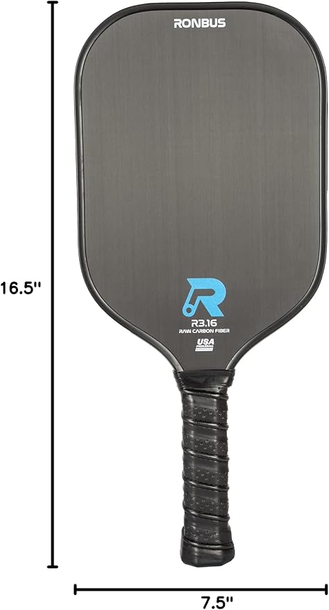 Ronbus R1.16/R2.16/R3.16 Raw Toray T700 Carbon Fiber Pickleball Paddle with 16 mm Polypropylene Honeycomb Core