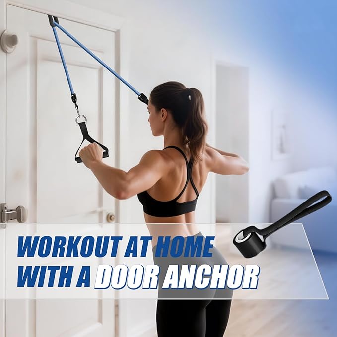 WHATAFIT Resistance Bands, Exercise Bands, Workout Bands with Handles, Door Anchor and Ankle Straps, 5 Resistance Levels Fitness Bands for Strength Training, Physical Therapy, and Home Gym Equipment