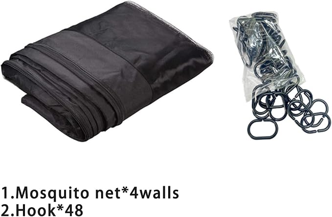 10x10ft Universal Replacement Mosquito Netting, Universal Gazebo Netting with Zippers for Outdoor Garden Patio Gazebo 4-Panel Screen Sidewalls, Black (Mosquito Net Only)