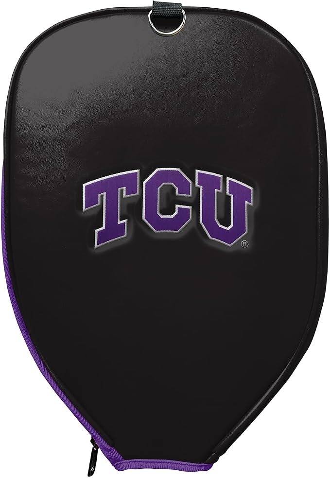Officially Licensed Collegiate Pickleball Paddle Cover - Lightweight PU Leather Material - Durable Foam Interior Protection with Zippered Closure - Fits Most Paddles on the Market