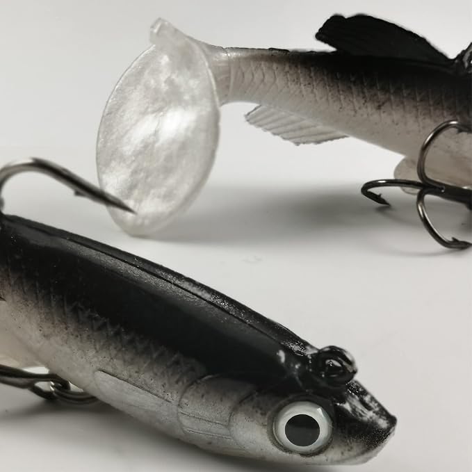 Soft Fishing Lures Shad Minnow Swimbaits, Pre-Rigged Jig Heads Paddle Tail Swim Baits for Bass, Trout, Walleye, Crappie, Sinking Jigs Bait for Saltwater Freshwater, Fishing Gifts for Men