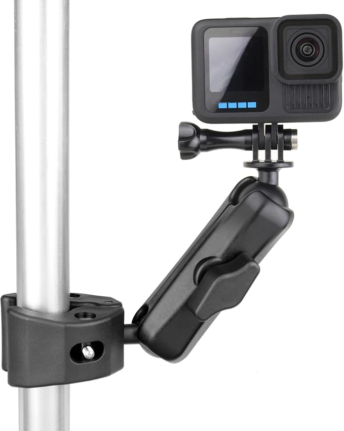 GEPULY Super Clamp Camera Clamp Mount for GoPro Insta360 DJI Motorcycle Accessories Dual 360° Ballhead Magic Arm Double Ball Head Adapter Heavy-Duty for Action Cams/Phones/DSLR/LED Light/Monitor